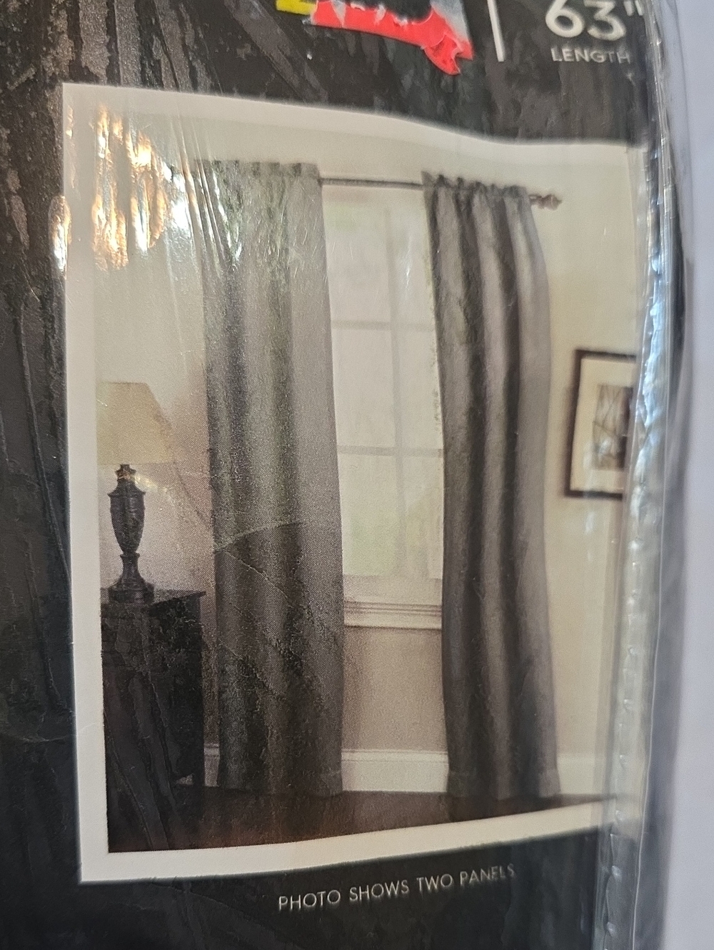 No. 918 New Pair Pocket Rod Blackout Curtains Logan Gray 52x63 - Picture 2 of 4